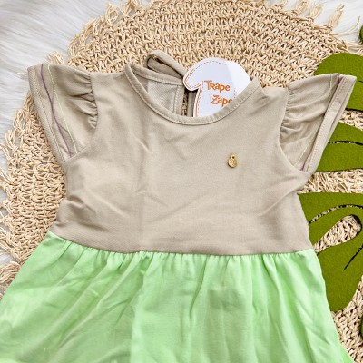 Vestido Três Marias - Bege, Verde e Lilás
